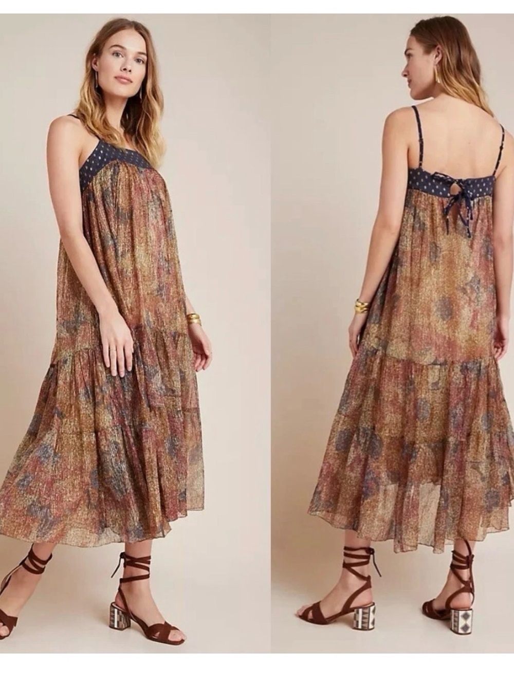 Anthropologie x Raga Nadine Shimmer Midi Dress LARGE - NWT